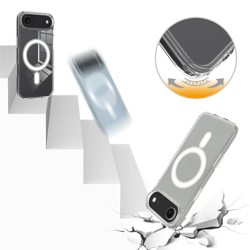 For iPhone Air Clear Phone Case Compatible with MagSafe TPU+Acrylic Back Cover - Clear - 8