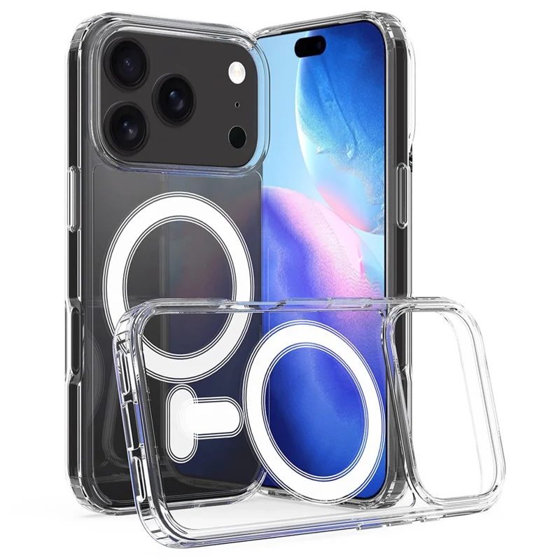 For iPhone 17 Pro Clear Phone Case Compatible with MagSafe TPU+Acrylic Back Cover - Clear - 2