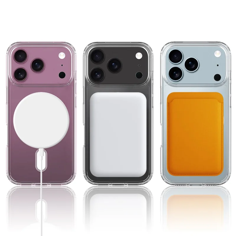For iPhone 17 Pro Clear Phone Case Compatible with MagSafe TPU+Acrylic Back Cover - Clear - 4