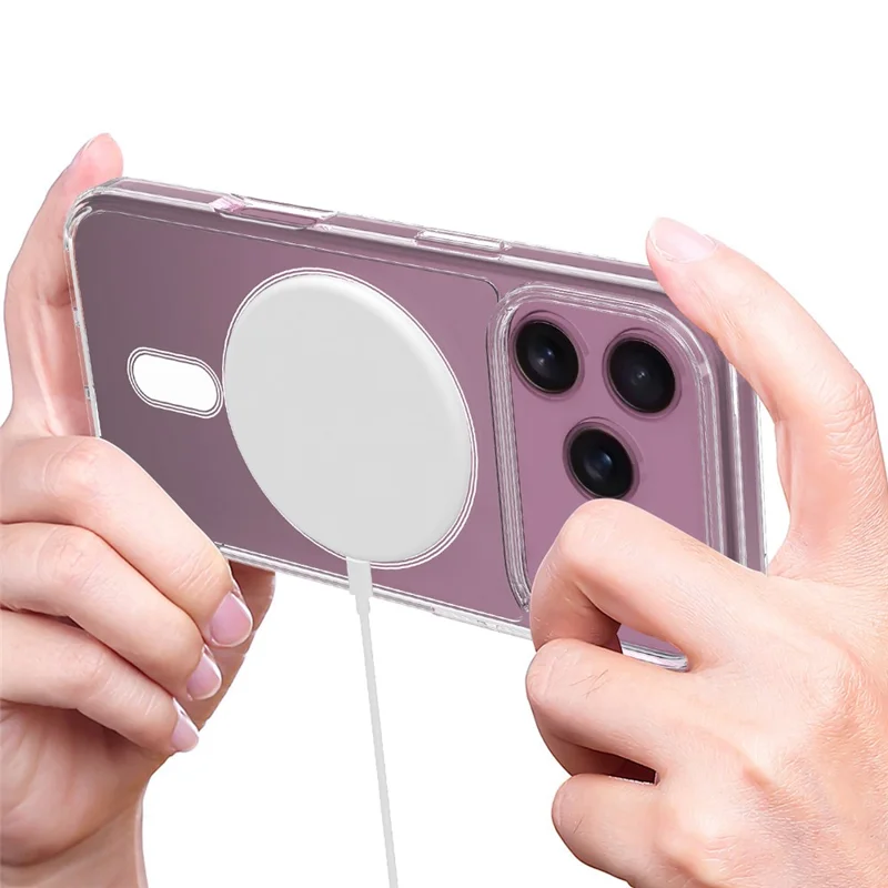 For iPhone 17 Pro Clear Phone Case Compatible with MagSafe TPU+Acrylic Back Cover - Clear - 6