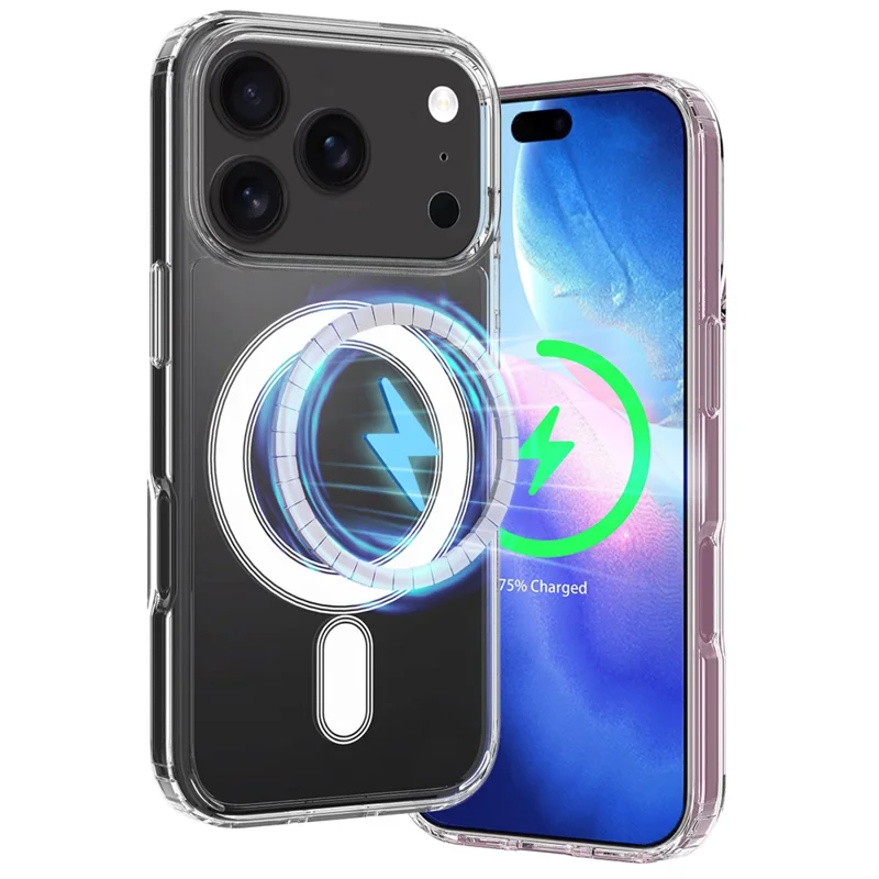 For iPhone 17 Pro Clear Phone Case Compatible with MagSafe TPU+Acrylic Back Cover - Clear - 7