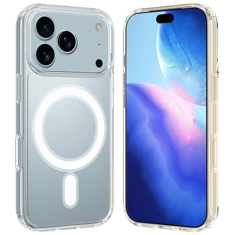 For iPhone 17 Pro Clear Phone Case Compatible with MagSafe TPU+Acrylic Back Cover - Clear - 9