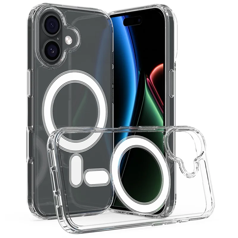 For iPhone 17 Clear Phone Case Compatible with MagSafe TPU+Acrylic Back Cover - Clear - 2