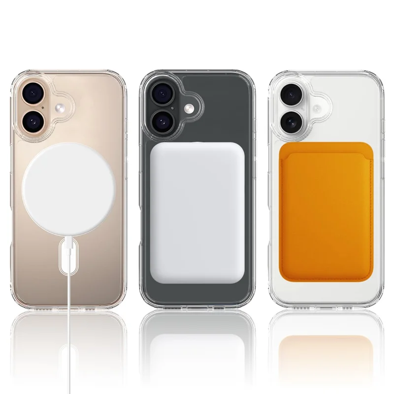 For iPhone 17 Clear Phone Case Compatible with MagSafe TPU+Acrylic Back Cover - Clear - 4