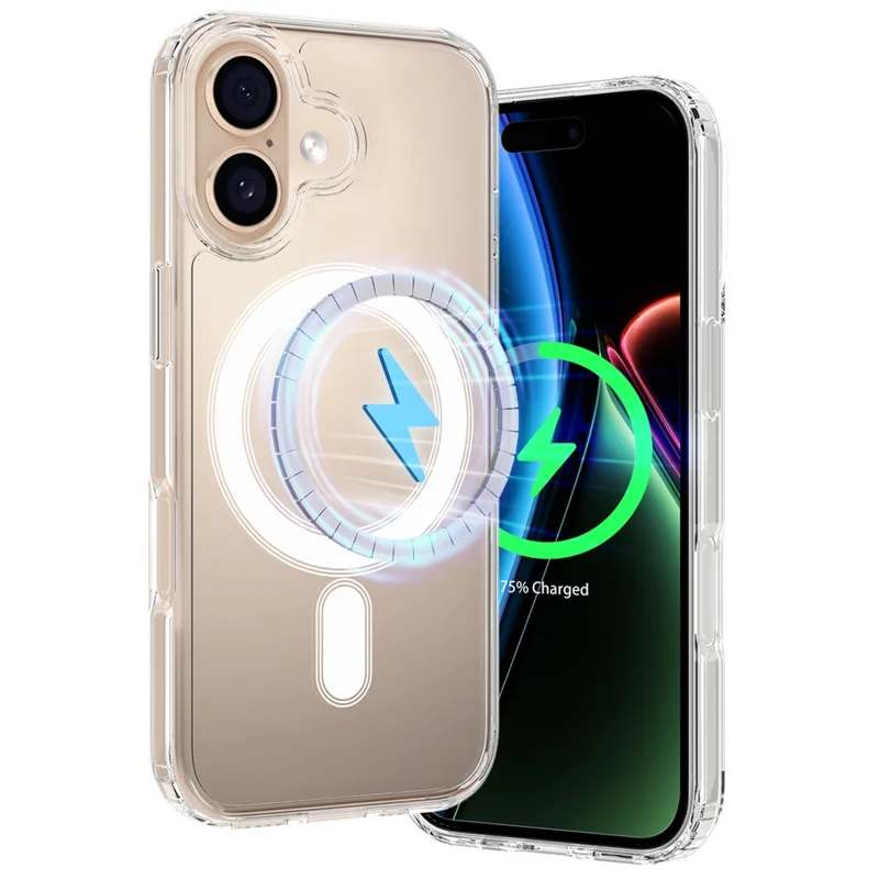 For iPhone 17 Clear Phone Case Compatible with MagSafe TPU+Acrylic Back Cover - Clear - 7