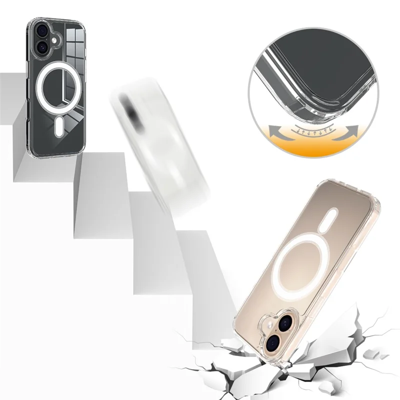 For iPhone 17 Clear Phone Case Compatible with MagSafe TPU+Acrylic Back Cover - Clear - 8
