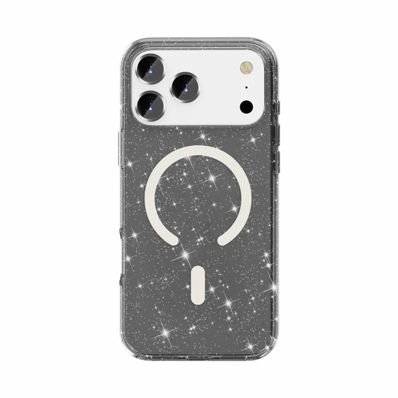 For iPhone 17 Pro Max Case Compatible with MagSafe Glitter Powder PC + TPU Phone Cover - Black - 6