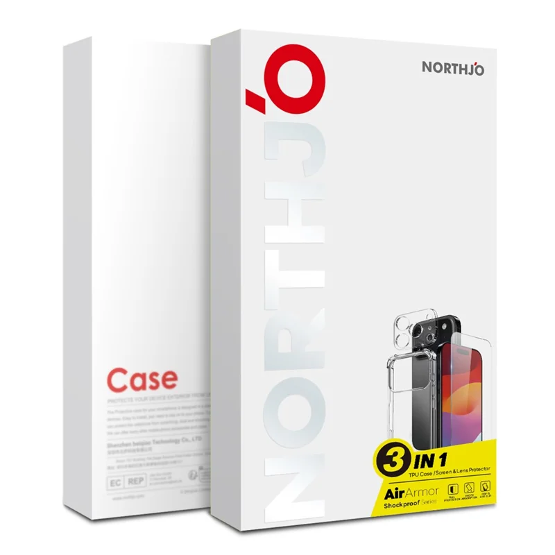NORTHJO For iPhone 17 Pro Max Case Shockproof TPU Clear Phone Cover with Tempered Glass and Camera Lens Film - 5