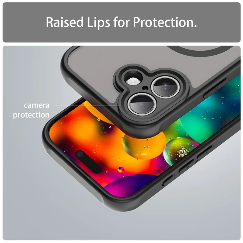For iPhone 17 Case Compatible with MagSafe Anti Drop PC + TPU Phone Cover - Black - 7