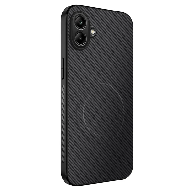 WANLONFENG For Samsung Galaxy A07 4G Magnetic Case TQ Series Carbon Fiber Texture PC TPU Phone Cover - Black - 1