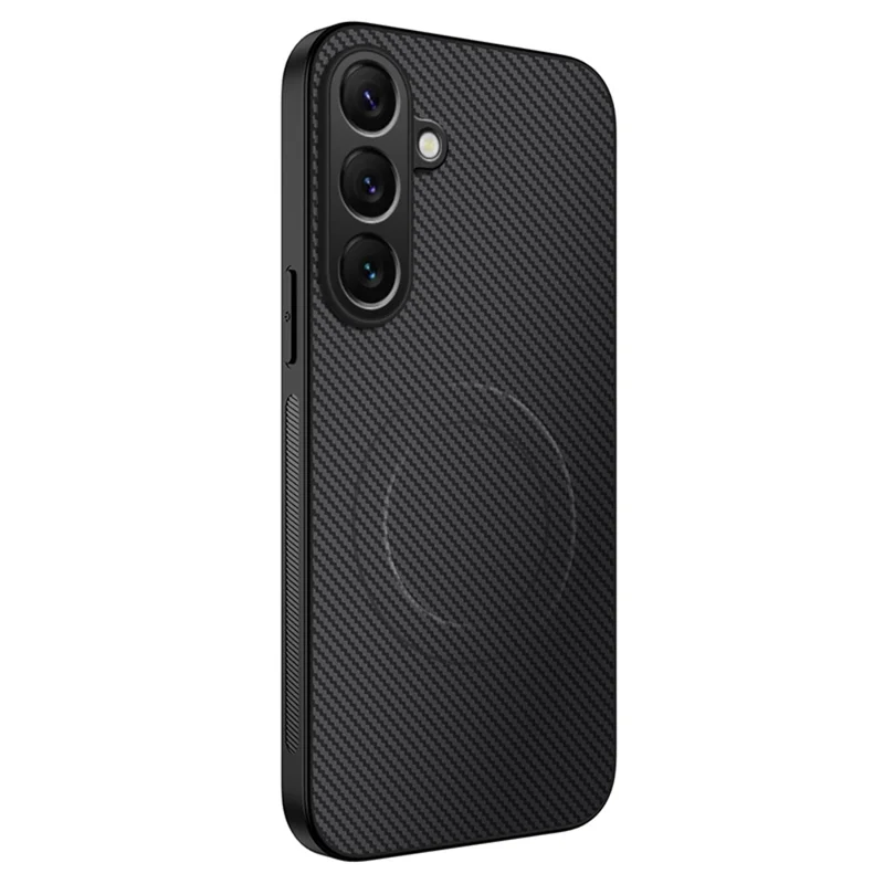 WANLONFENG For Samsung Galaxy A17 5G / A17 4G / A26 5G Magnetic Case TQ Series Carbon Fiber Texture PC TPU Phone Cover - Black - 1
