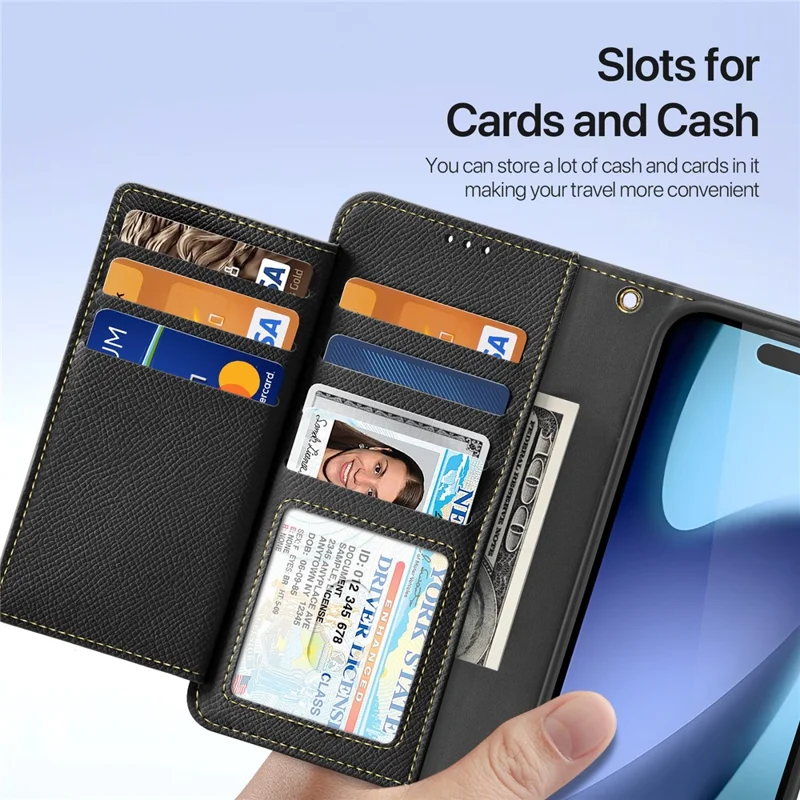 DUX DUCIS For iPhone 17 Case Lawa Series Detachable Magnetic Cowhide Leather Cover Zipper Wallet - Black - 7