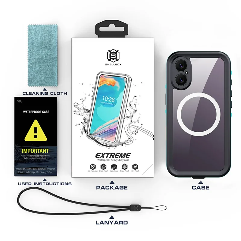 SHELLBOX Dot+ Series For iPhone 17 Phone Case Compatible with MagSafe Clear Back IP68 Waterproof Cover - Blue - 11