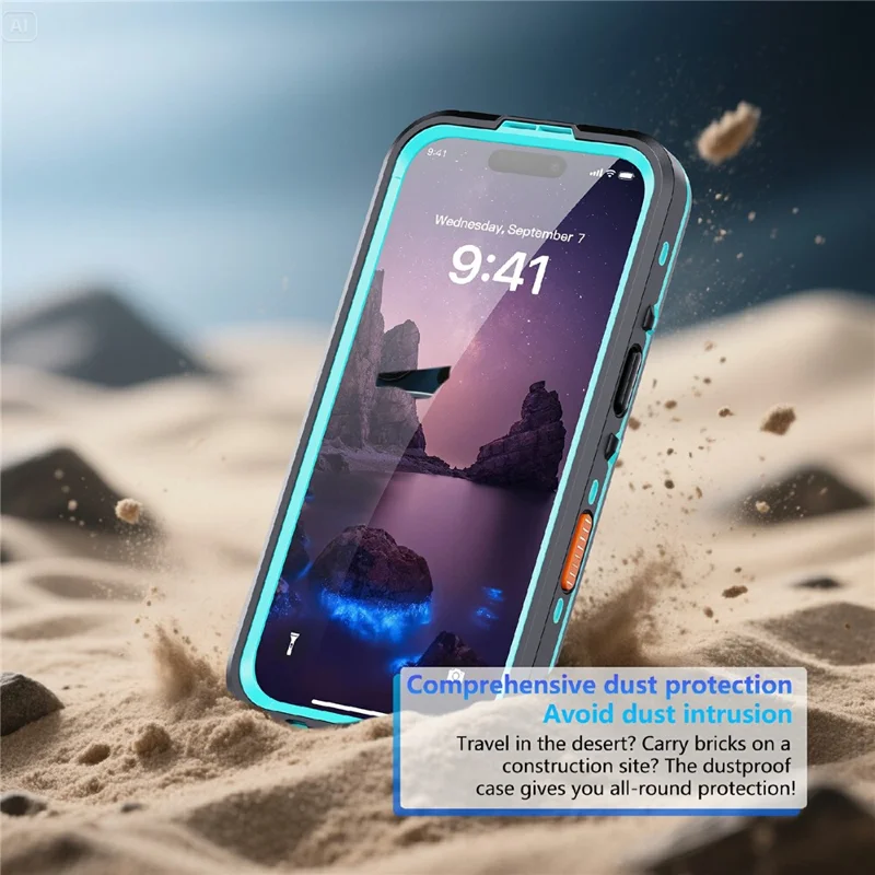 SHELLBOX Dot+ Series For iPhone 17 Phone Case Compatible with MagSafe Clear Back IP68 Waterproof Cover - Blue - 4