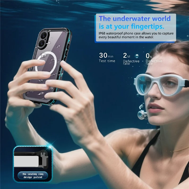 SHELLBOX Dot+ Series For iPhone 17 Phone Case Compatible with MagSafe Clear Back IP68 Waterproof Cover - Blue - 6