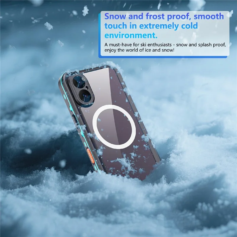 SHELLBOX Dot+ Series For iPhone 17 Phone Case Compatible with MagSafe Clear Back IP68 Waterproof Cover - Blue - 7