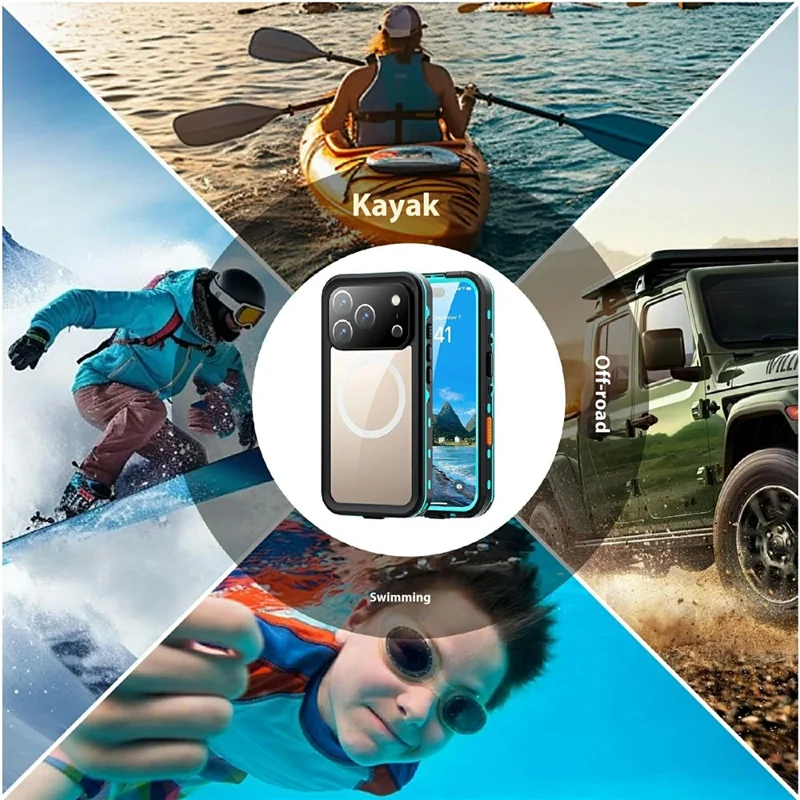 SHELLBOX Dot+ Series For iPhone 17 Pro Phone Case Compatible with MagSafe Clear Back IP68 Waterproof Cover - Blue - 10