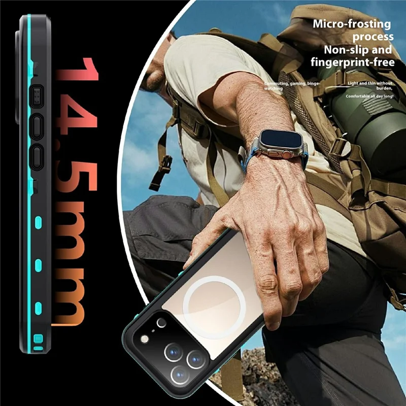 SHELLBOX Dot+ Series For iPhone 17 Pro Phone Case Compatible with MagSafe Clear Back IP68 Waterproof Cover - Blue - 2