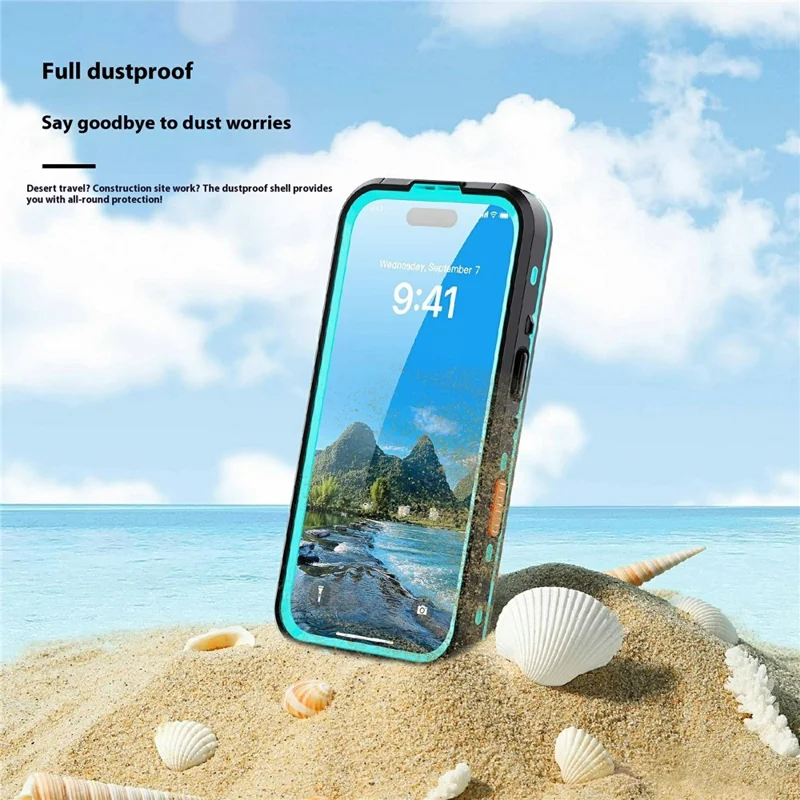 SHELLBOX Dot+ Series For iPhone 17 Pro Phone Case Compatible with MagSafe Clear Back IP68 Waterproof Cover - Blue - 4