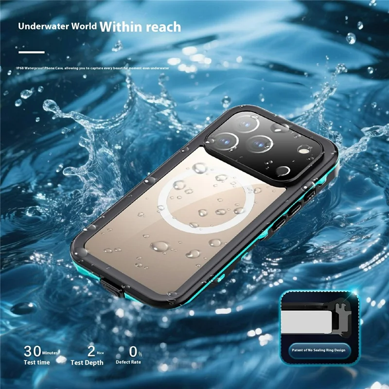 SHELLBOX Dot+ Series For iPhone 17 Pro Phone Case Compatible with MagSafe Clear Back IP68 Waterproof Cover - Blue - 6