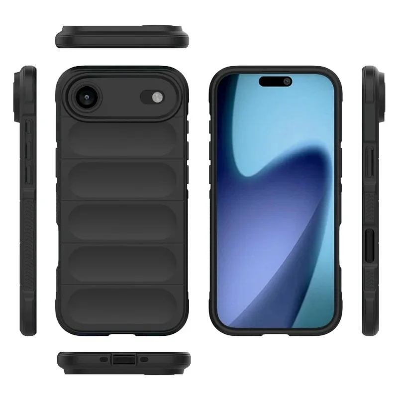 WANLONFENG For iPhone Air TPU Case HD Series Anti Slip Phone Cover with Tempered Glass - Black - 6
