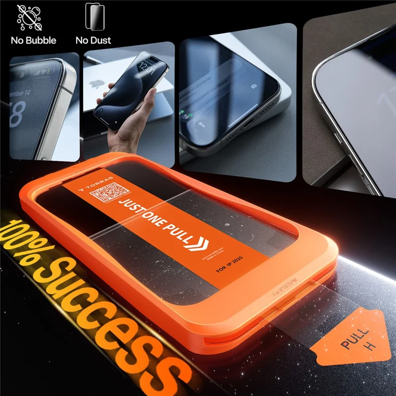 TORRAS Glassgo For iPhone 17 Pro Screen Protector Tempered Glass HD Film with Automatic Dust Removal Tool - 3