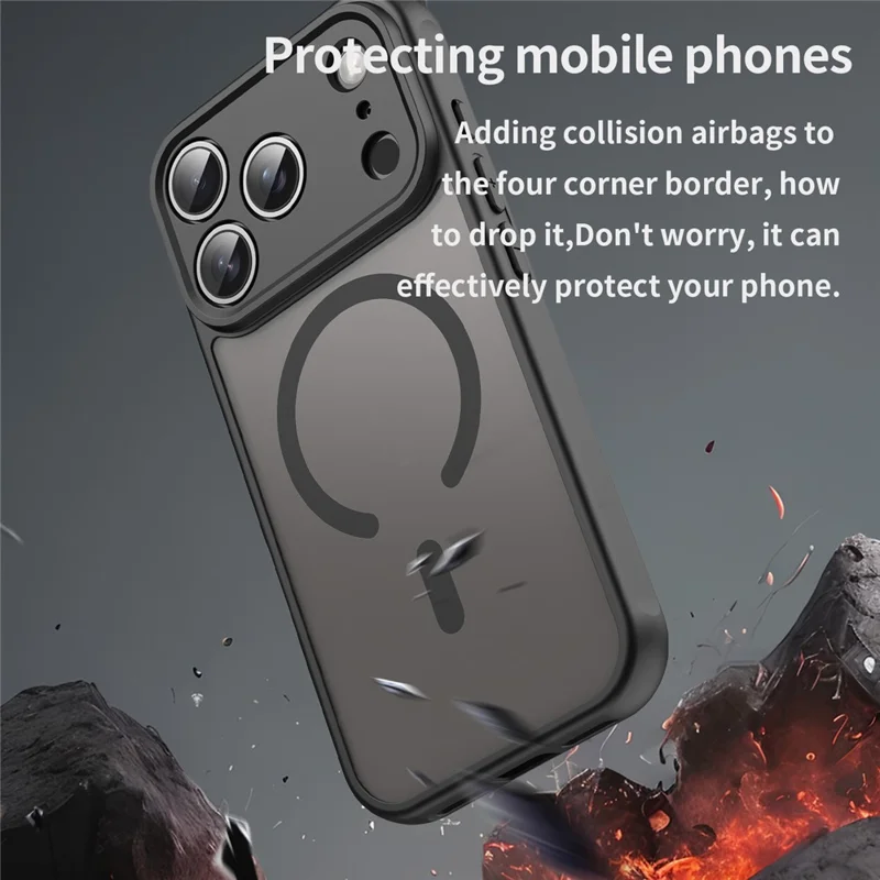For iPhone 17 Pro Case Compatible with MagSafe Anti Drop PC + TPU Phone Cover - Black - 3
