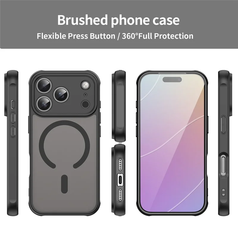 For iPhone 17 Pro Case Compatible with MagSafe Anti Drop PC + TPU Phone Cover - Black - 8