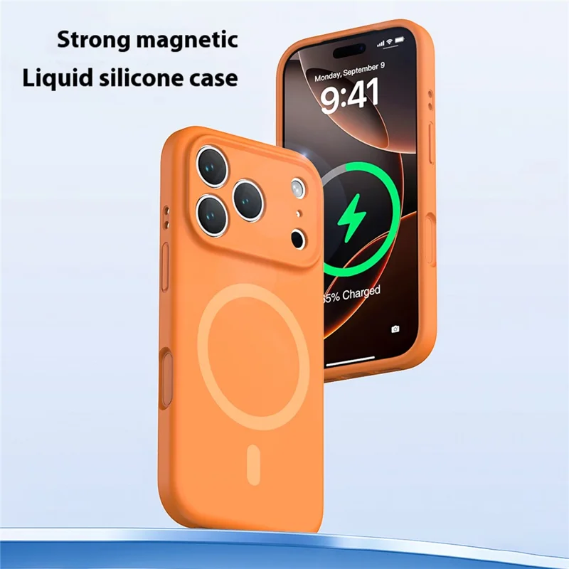 For iPhone 17 Pro Case Compatible with MagSafe Precision Fit PC + Liquid Silicone Protective Phone Cover - Fluorescent Orange - 2
