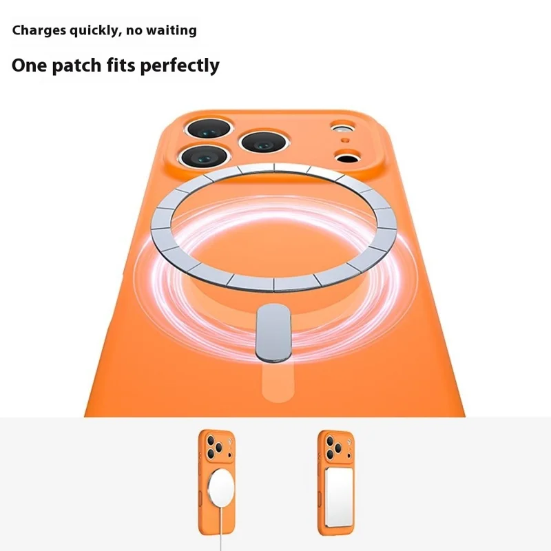 For iPhone 17 Pro Case Compatible with MagSafe Precision Fit PC + Liquid Silicone Protective Phone Cover - Fluorescent Orange - 3