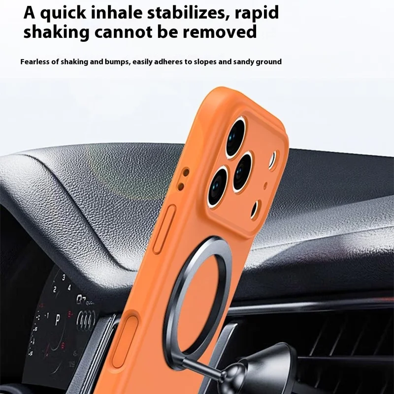 For iPhone 17 Pro Case Compatible with MagSafe Precision Fit PC + Liquid Silicone Protective Phone Cover - Fluorescent Orange - 4