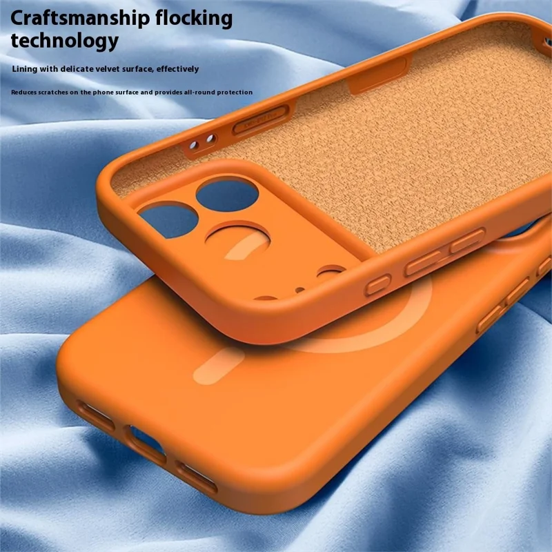 For iPhone 17 Pro Case Compatible with MagSafe Precision Fit PC + Liquid Silicone Protective Phone Cover - Fluorescent Orange - 5