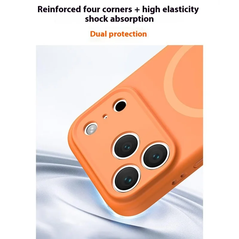 For iPhone 17 Pro Case Compatible with MagSafe Precision Fit PC + Liquid Silicone Protective Phone Cover - Fluorescent Orange - 6