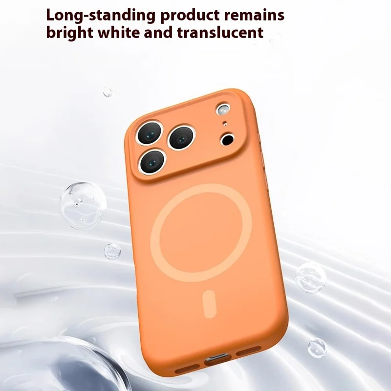 For iPhone 17 Pro Case Compatible with MagSafe Precision Fit PC + Liquid Silicone Protective Phone Cover - Fluorescent Orange - 7