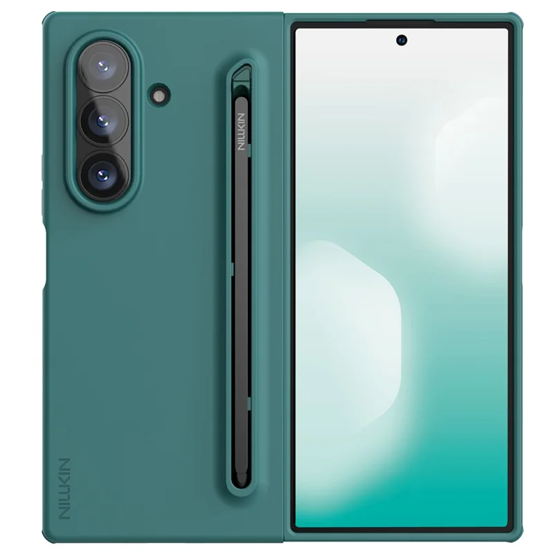 NILLKIN Flex Pure Fold Case for Samsung Galaxy Z Fold7 5G Silicone + PC Phone Cover with Stylus Pen - Green - 1