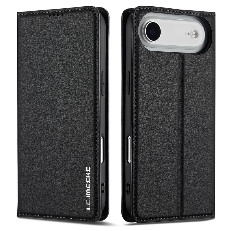 LC.IMEEKE L1 Series for iPhone Air Case PU Leather Wallet Stand Protective Phone Cover - Black - 1