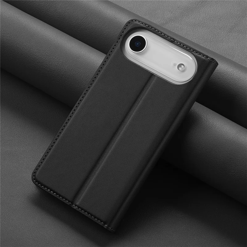 LC.IMEEKE L1 Series for iPhone Air Case PU Leather Wallet Stand Protective Phone Cover - Black - 8
