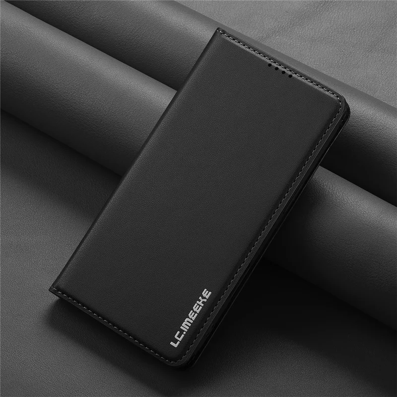 LC.IMEEKE L1 Series for iPhone Air Case PU Leather Wallet Stand Protective Phone Cover - Black - 9