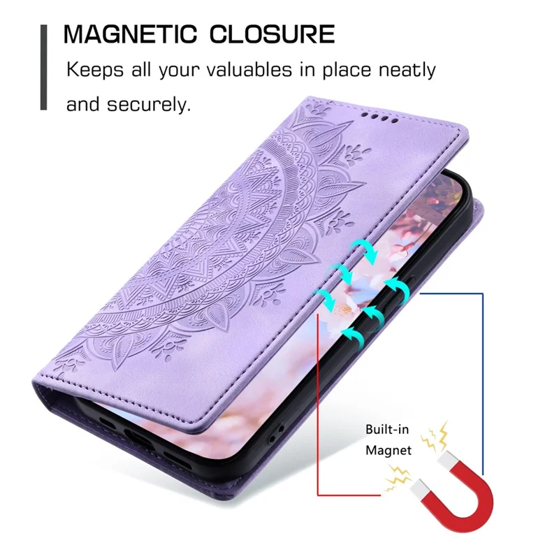 For iPhone Air Case Magnetic Closing Leather Phone Cover Pattern Imprinted - Purple - 6
