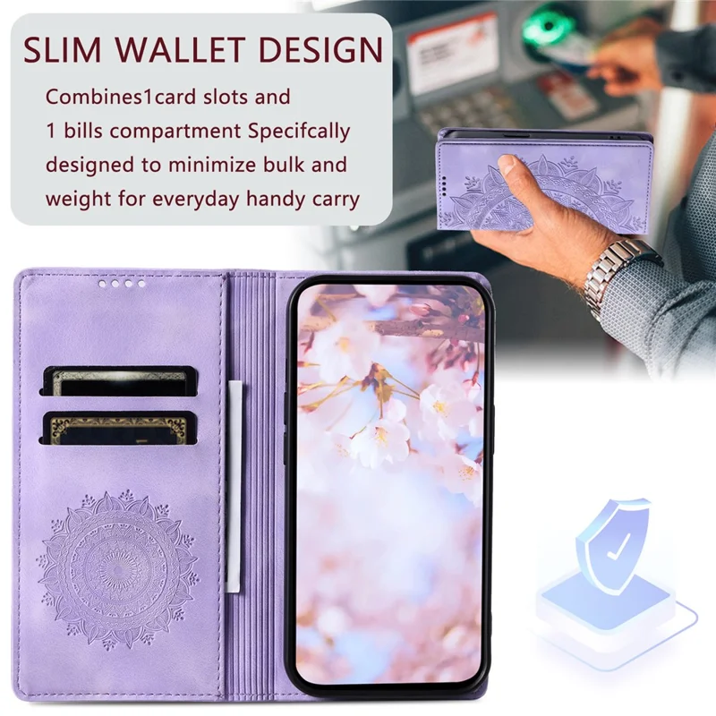 For iPhone Air Case Magnetic Closing Leather Phone Cover Pattern Imprinted - Purple - 7