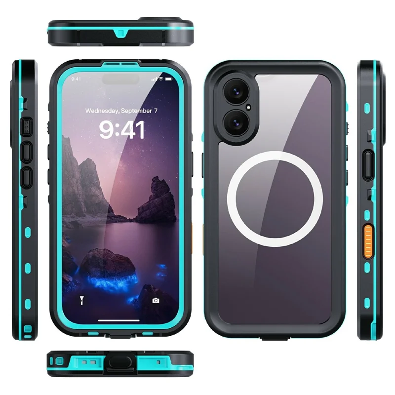 REDPEPPER Dot+ Series For iPhone 17 Cellphone Case Compatible with MagSafe IP68 Waterproof Clear Back Phone Cover - Blue - 11