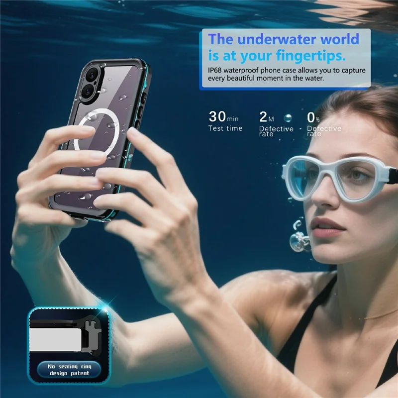 REDPEPPER Dot+ Series For iPhone 17 Cellphone Case Compatible with MagSafe IP68 Waterproof Clear Back Phone Cover - Blue - 6