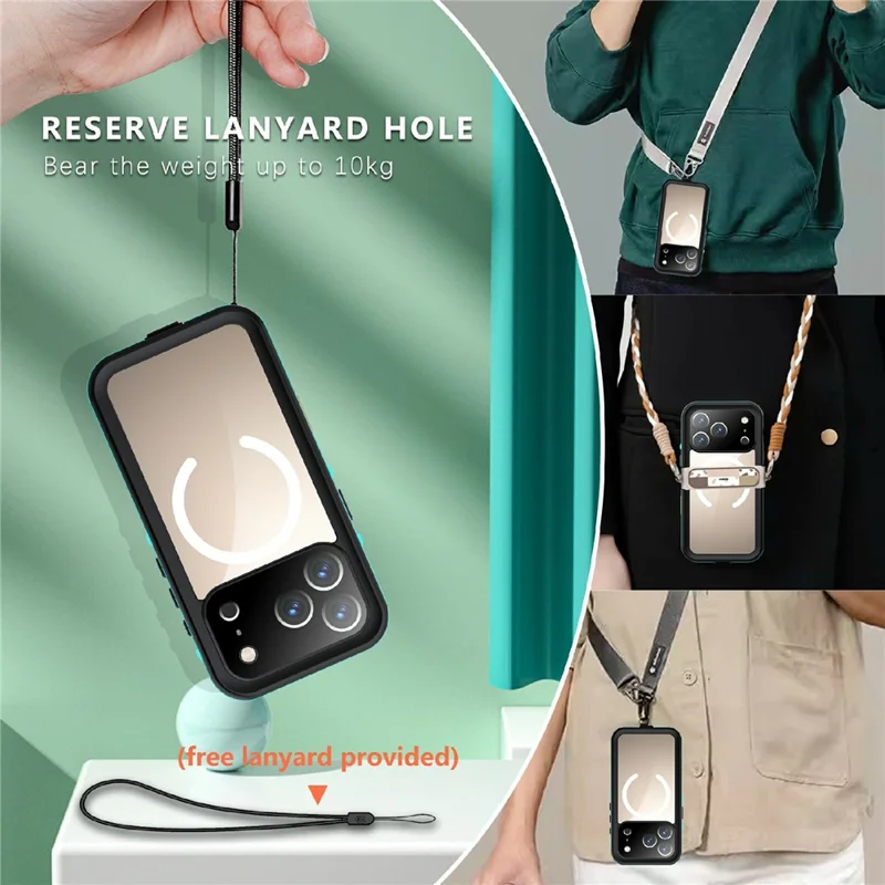 REDPEPPER Dot+ Series For iPhone 17 Pro Cellphone Case Compatible with MagSafe IP68 Waterproof Clear Back Phone Cover - Blue - 10