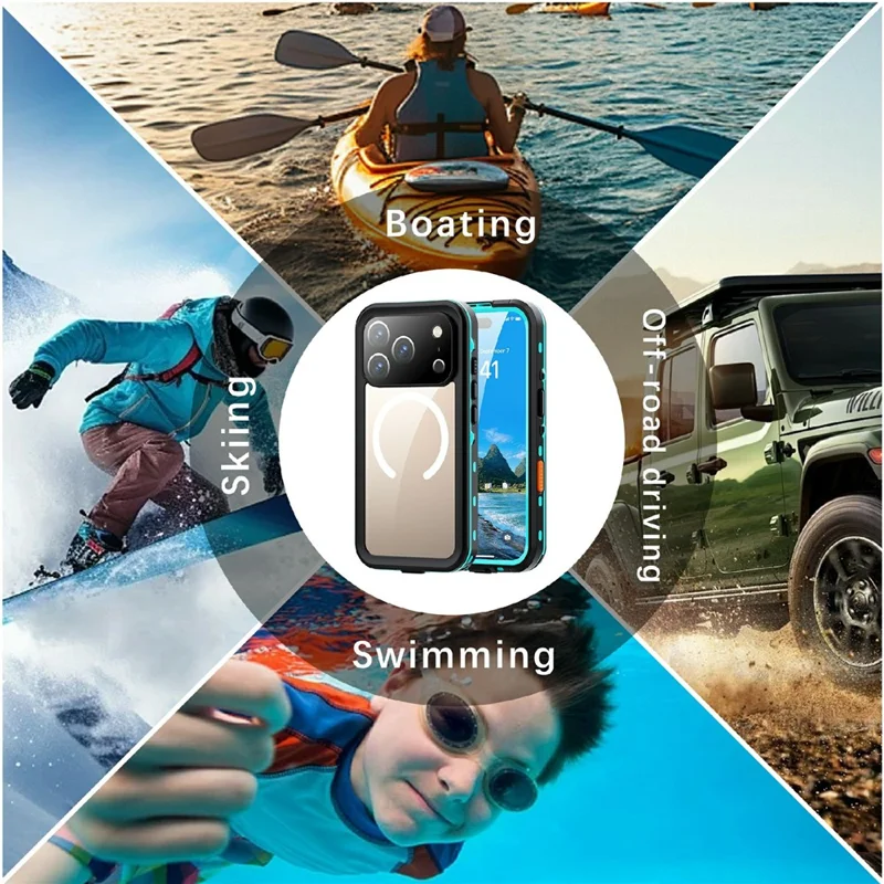 REDPEPPER Dot+ Series For iPhone 17 Pro Cellphone Case Compatible with MagSafe IP68 Waterproof Clear Back Phone Cover - Blue - 12