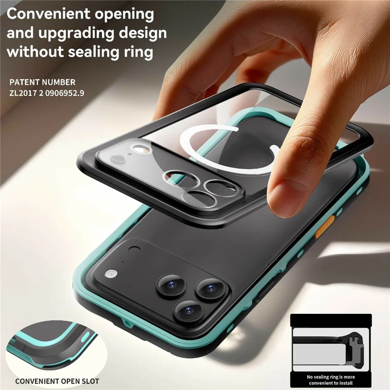 REDPEPPER Dot+ Series For iPhone 17 Pro Max Cellphone Case Compatible with MagSafe IP68 Waterproof Clear Back Phone Cover - Blue - 10