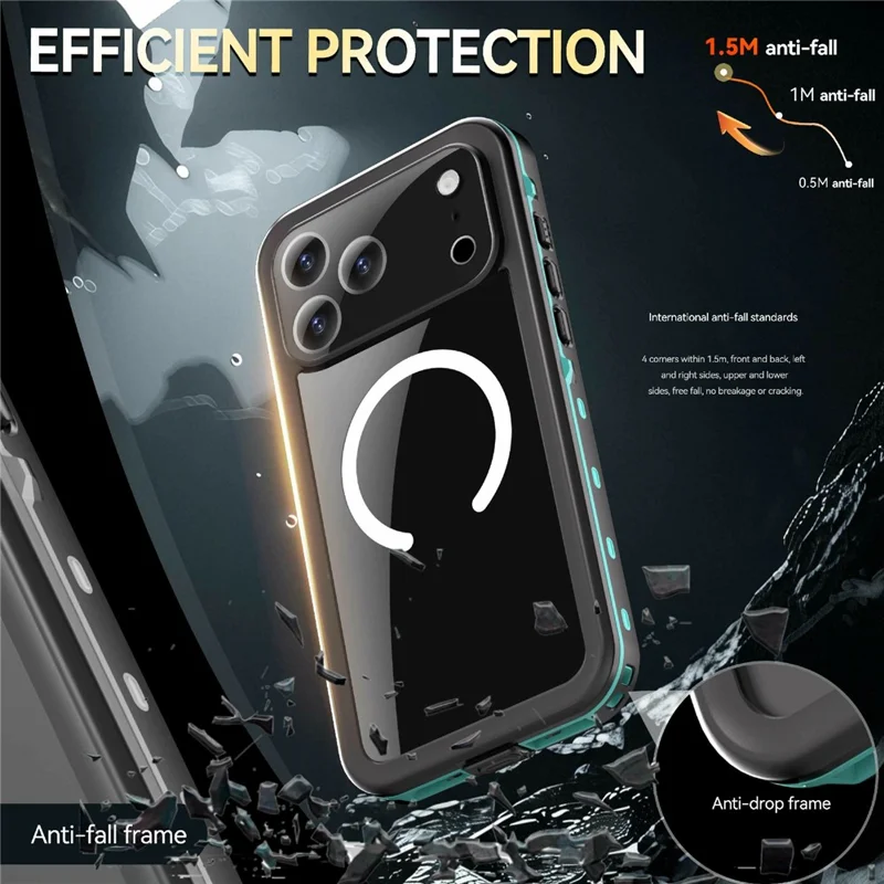 REDPEPPER Dot+ Series For iPhone 17 Pro Max Cellphone Case Compatible with MagSafe IP68 Waterproof Clear Back Phone Cover - Blue - 11