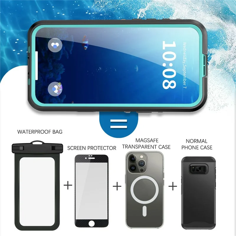 REDPEPPER Dot+ Series For iPhone 17 Pro Max Cellphone Case Compatible with MagSafe IP68 Waterproof Clear Back Phone Cover - Blue - 12