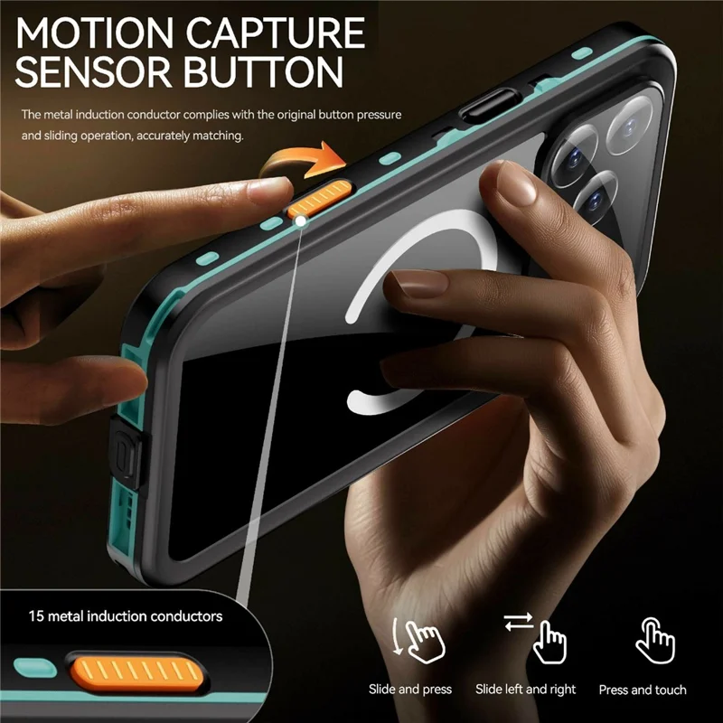 REDPEPPER Dot+ Series For iPhone 17 Pro Max Cellphone Case Compatible with MagSafe IP68 Waterproof Clear Back Phone Cover - Blue - 8