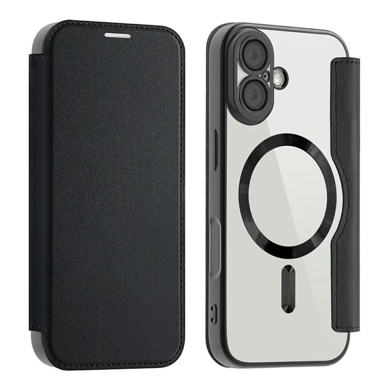 For iPhone 17 Case Compatible with MagSafe RFID Blocking Leather Phone Cover - Black - 1