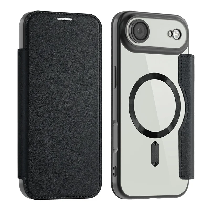 For iPhone Air Case Compatible with MagSafe RFID Blocking Leather Phone Cover - Black - 1